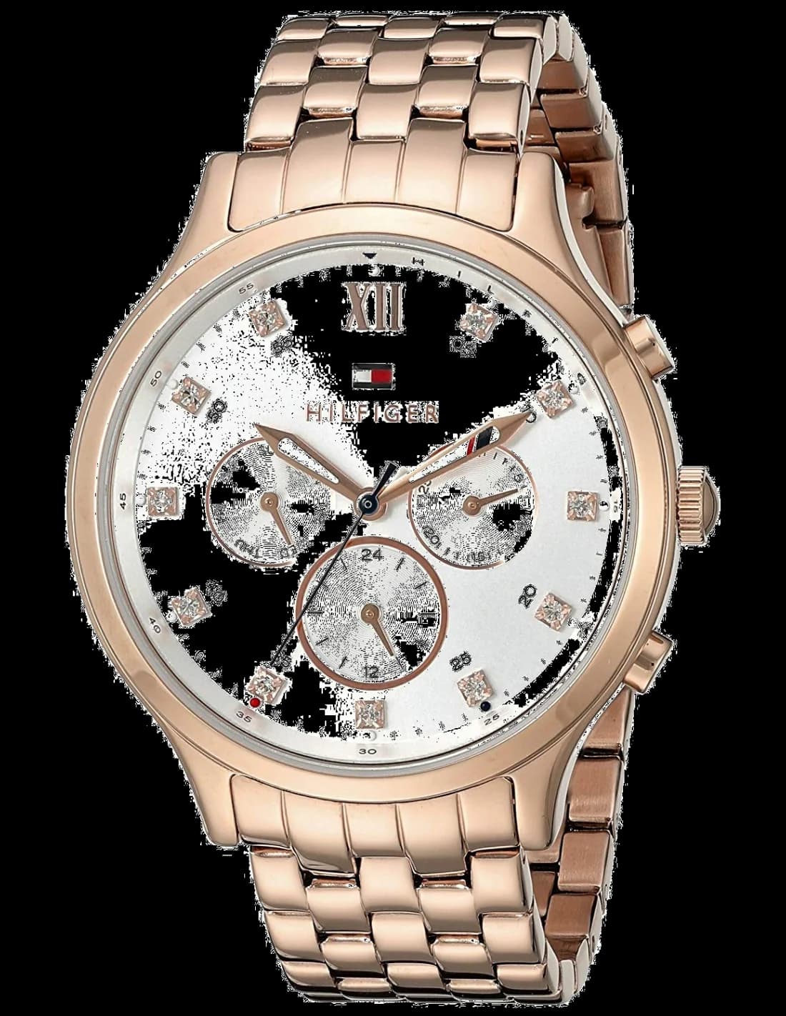 Garde-temps Tommy Hilfiger 1781611 pour femme, au cadran argent, bracelet acier or rose