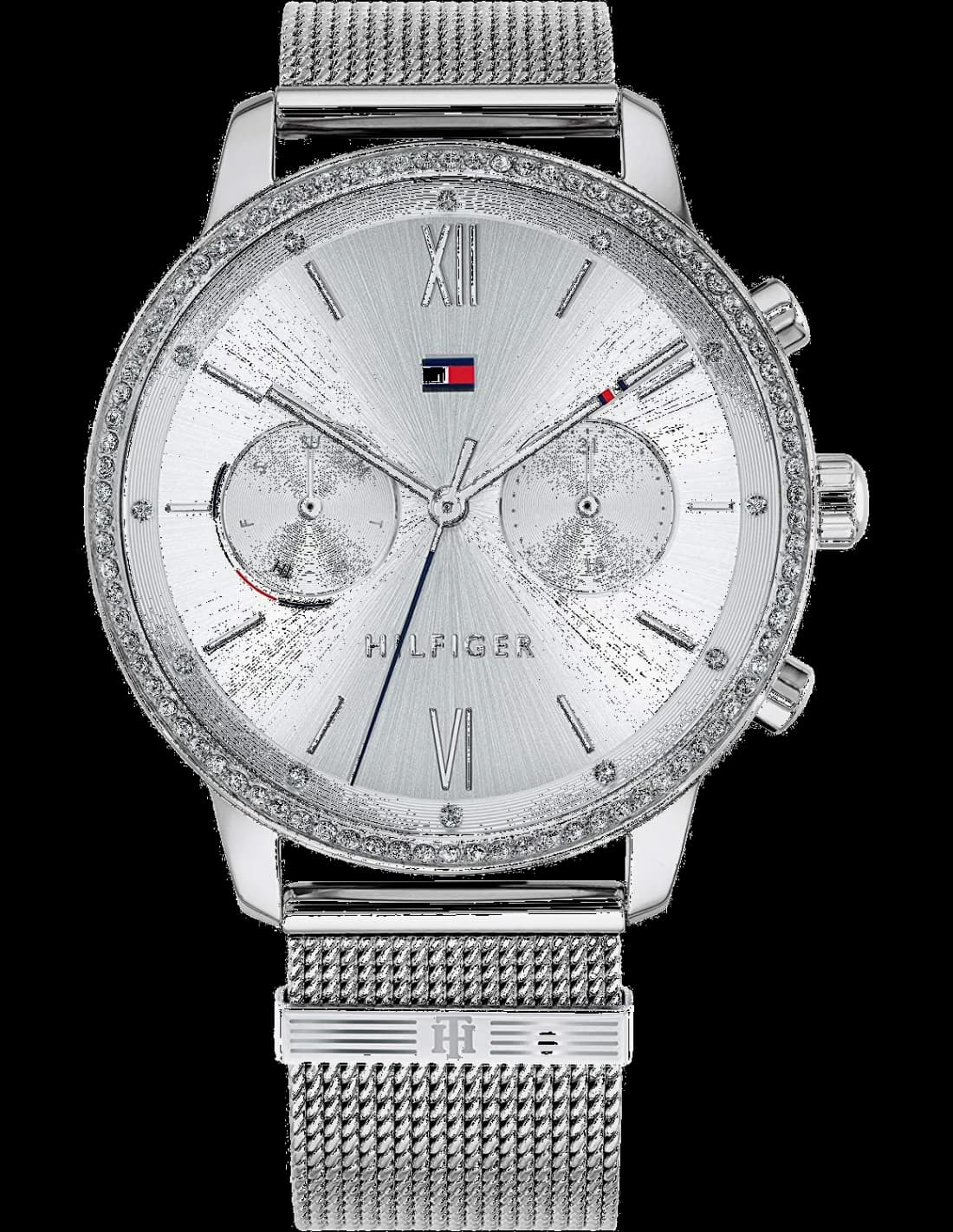 Garde-temps Tommy Hilfiger 1782301 pour femme, cadran argent et bracelet acier milanais