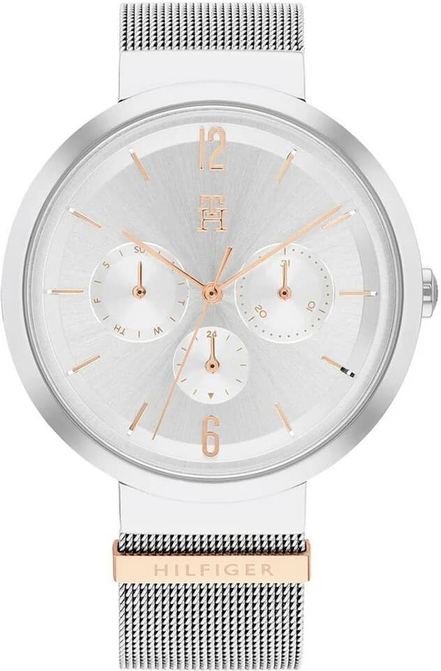 Garde-temps Tommy Hilfiger 1782537 pour femme, cadran argent, bracelet acier milanais