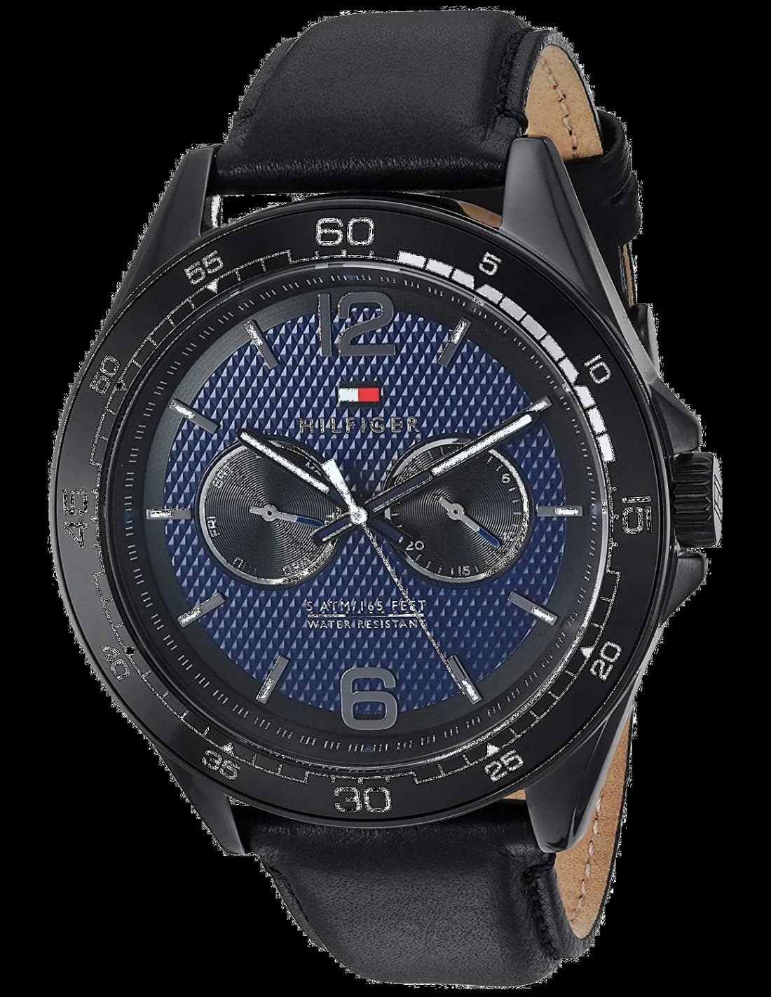 Garde-temps Tommy Hilfiger 1791368 pour homme, cadran bleu et bracelet cuir noir