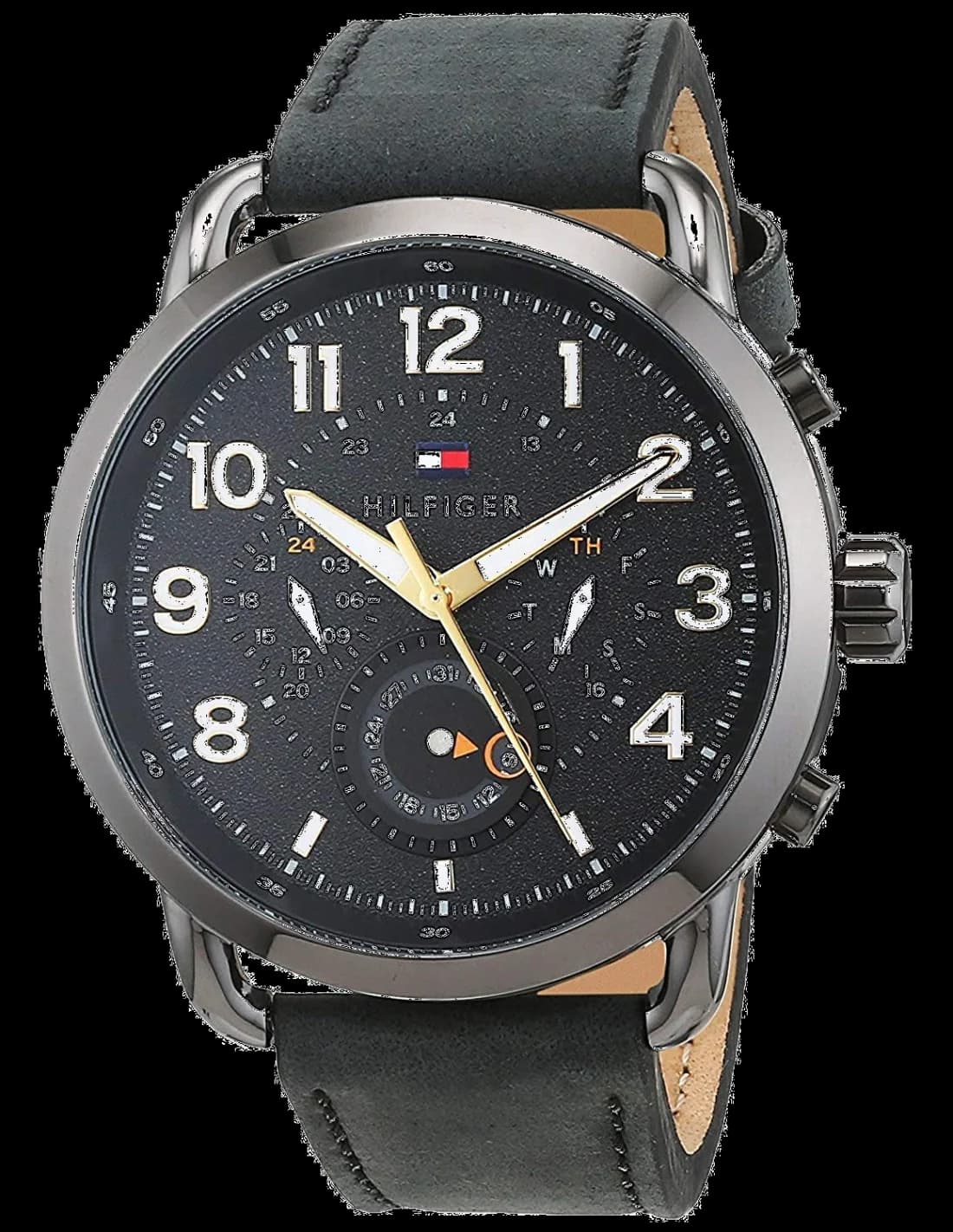 Garde-temps Tommy Hilfiger 1791426 pour homme, au cadran noir et bracelet cuir