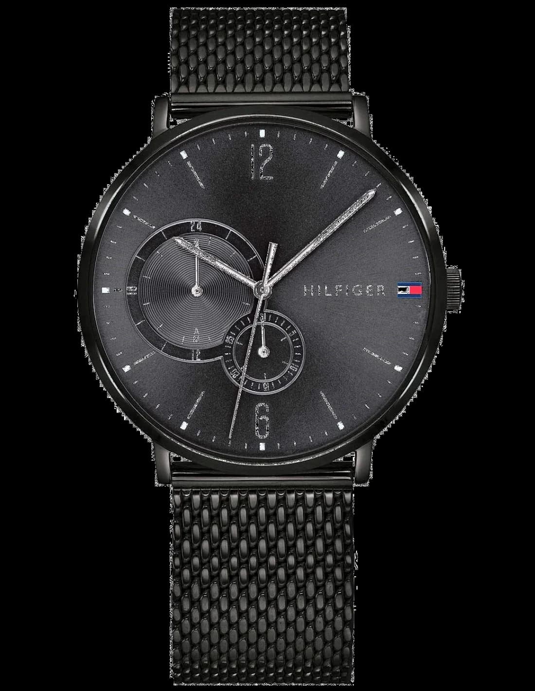Garde-temps Tommy Hilfiger 1791507 pour homme, cadran noir, bracelet acier, style Brooklyn