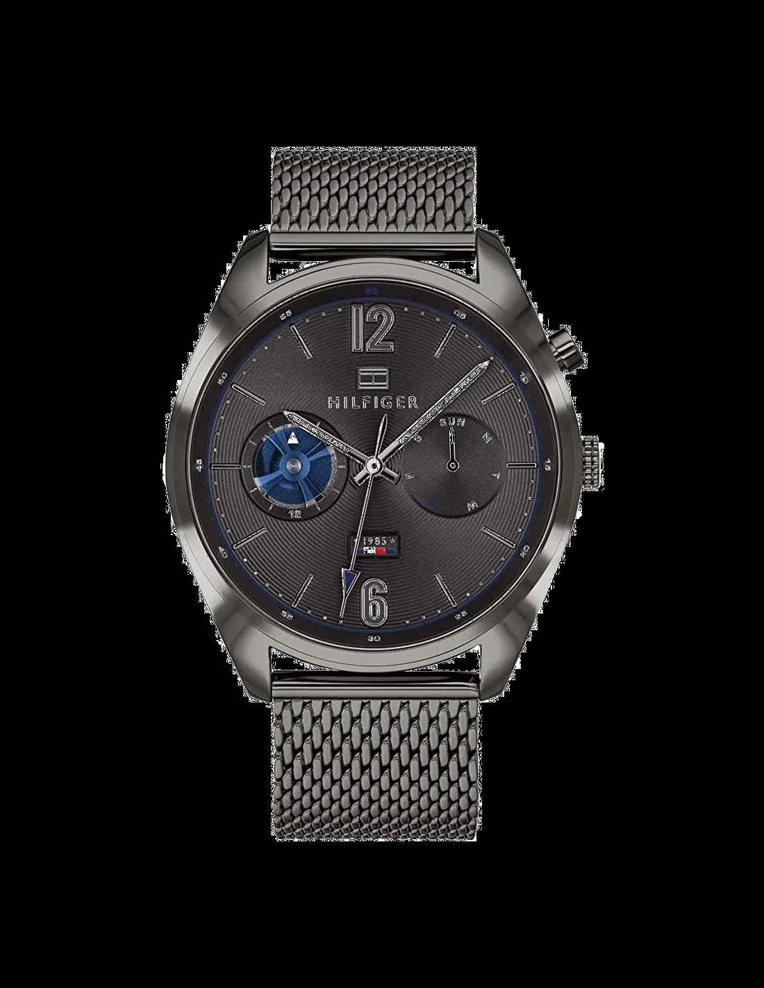 Garde-temps Tommy Hilfiger 1791546 pour homme, au cadran noir et bracelet acier