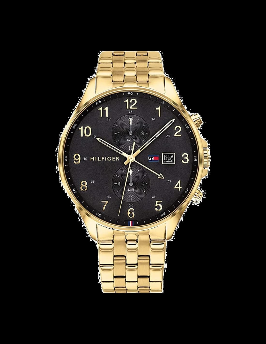 Garde-temps Tommy Hilfiger 1791708 pour homme, multifonction cadran noir bracelet acier