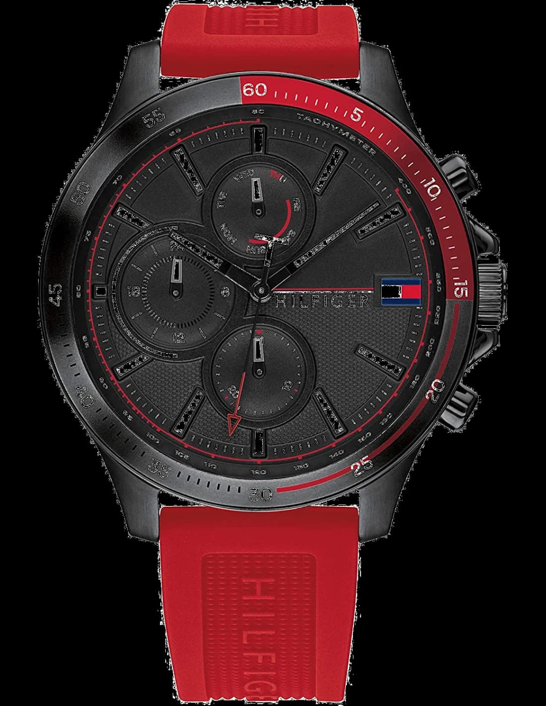 Garde-temps Tommy Hilfiger 1791722 pour homme, noir silicone sport décontracté