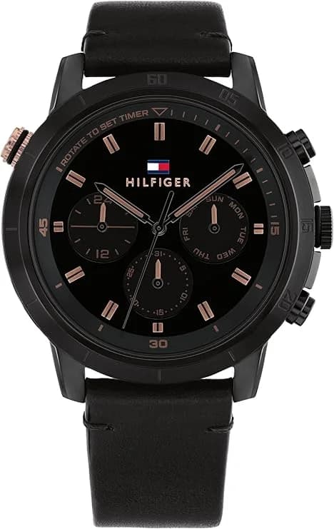 Montre Tommy Hilfiger 1792110 homme cadran noir bracelet cuir