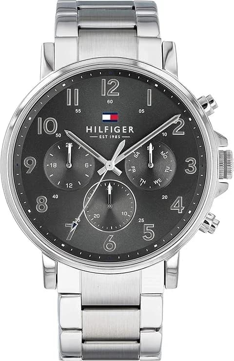 Garde-temps Tommy Hilfiger 1710382 pour homme, cadran noir acier chic sobre