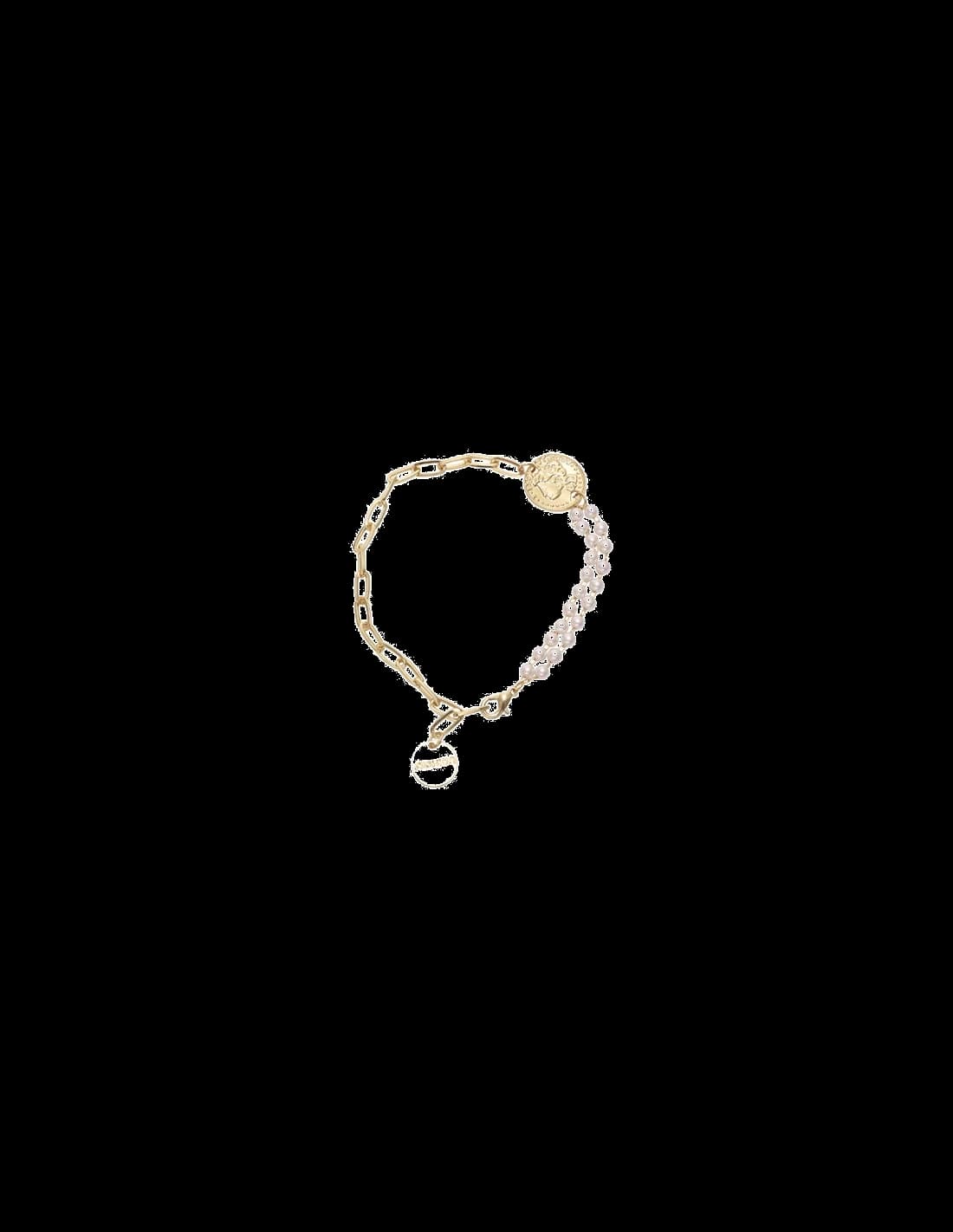 Garde-temps Victoria Bradley C328 pour femme, bracelet perles style grecque, acier plaqué doré