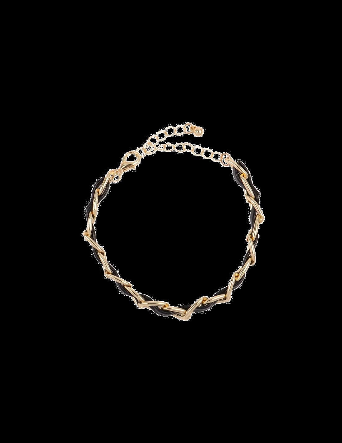 Garde-temps Victoria Bradley 106340 pour femme, bracelet simili cuir et chaine acier plaqué doré