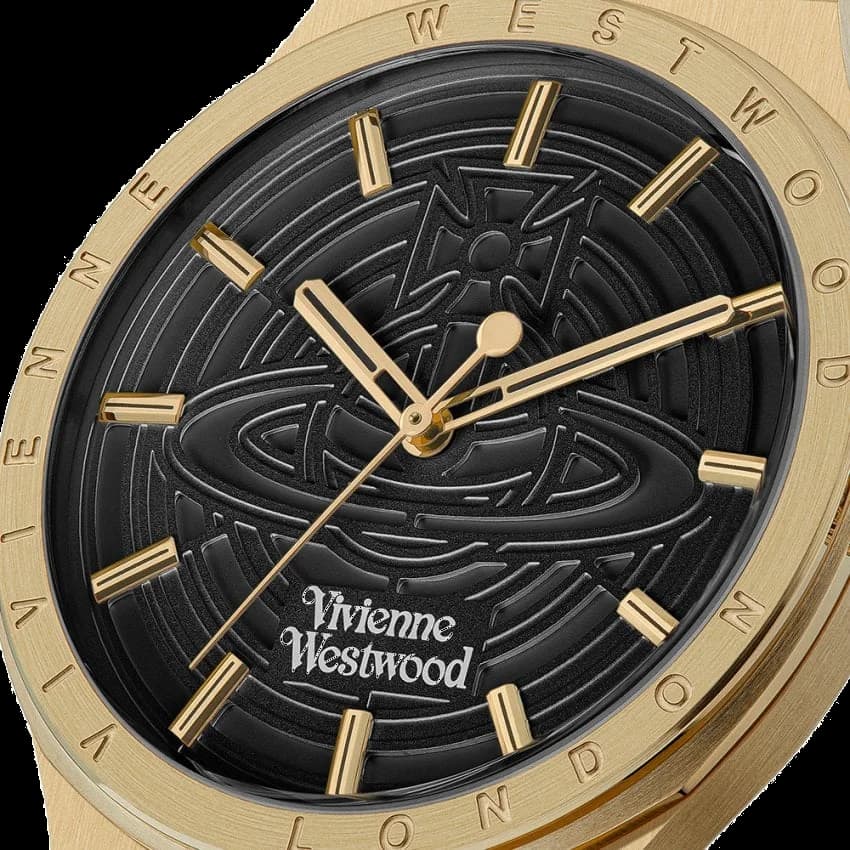 Montre Vivienne Westwood VV249BKGD unisexe verso boîtier or