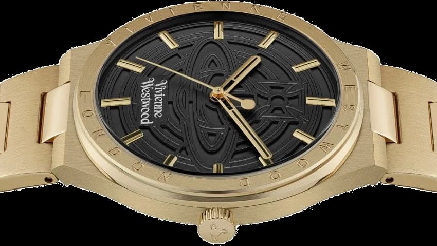 Montre Vivienne Westwood VV249BKGD unisexe détail bracelet acier