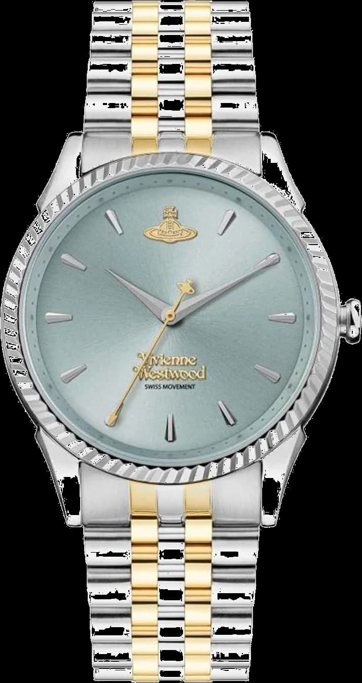 Garde-temps Vivienne Westwood VV240LGRSG pour femme, cadran turquoise, bracelet acier bicolore