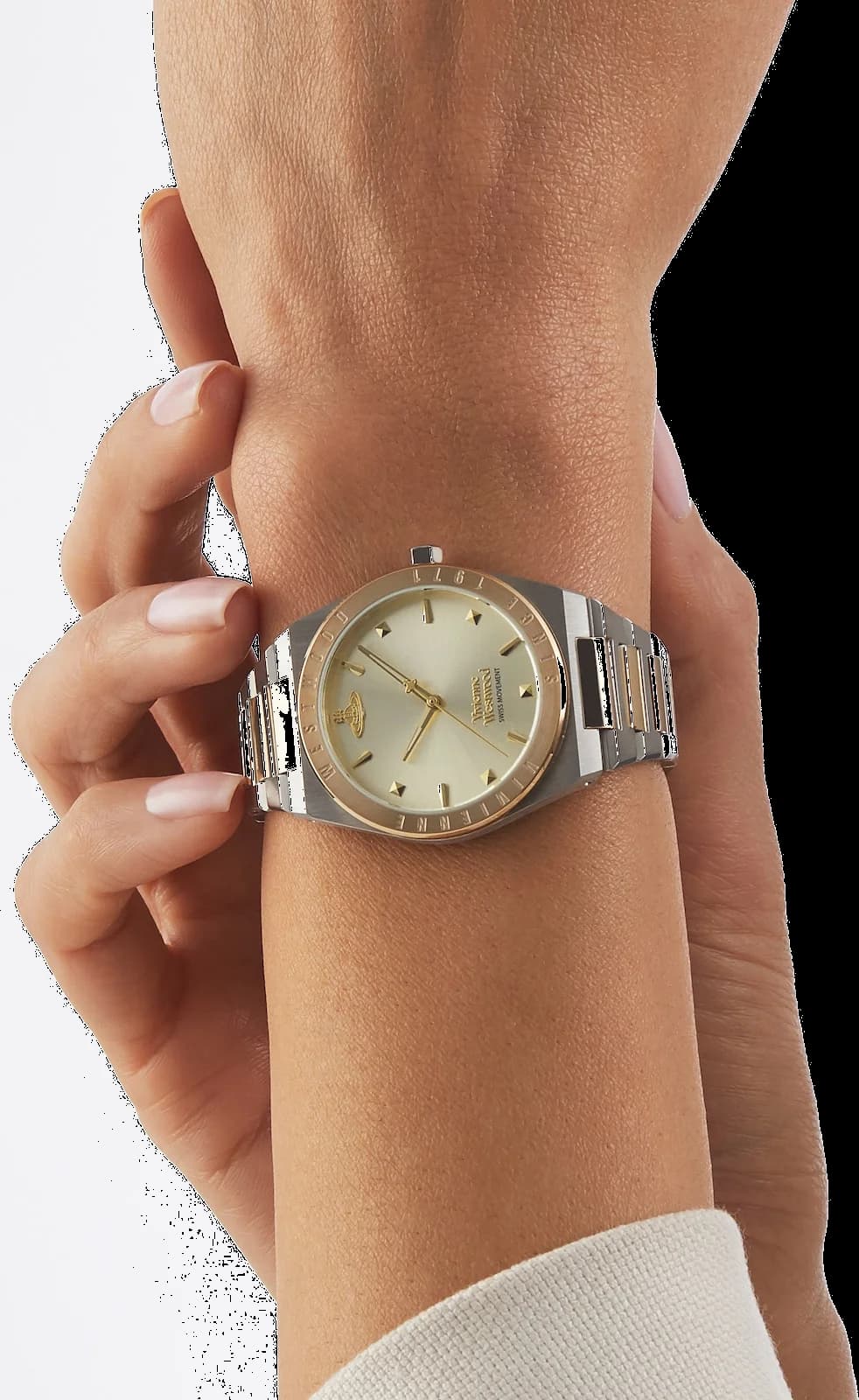 Détail du bracelet acier du Vivienne Westwood VV244CPSG