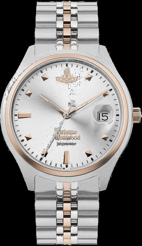 Garde-temps Vivienne Westwood VV261SLSR pour femme, bracelet bicolore en acier, cadran argenté