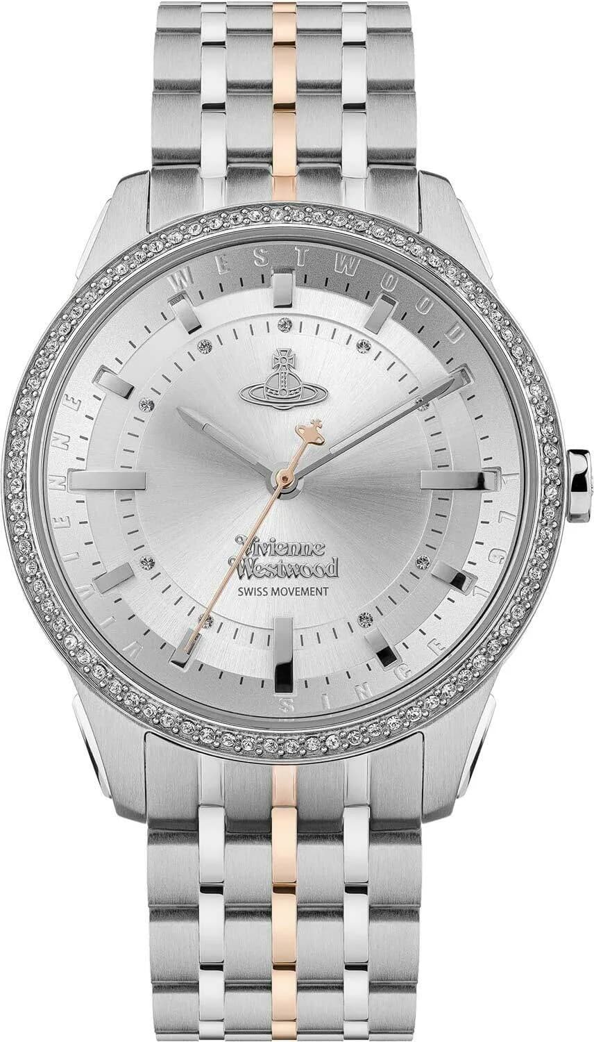 Garde-temps Vivienne Westwood VV262WSSR pour femme, acier bicolore avec strass