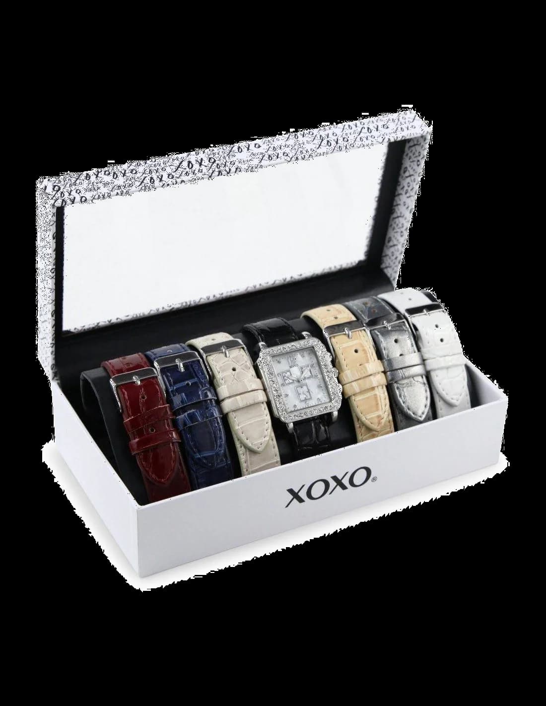 Garde-temps XOXO XO9025 au cadran noir mat avec finitions argentées et style moderne féminin