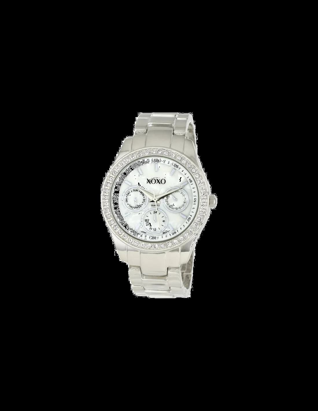 Garde-temps XOXO XO5301A avec cadran gris soleil et index appliques en acier, finition polie