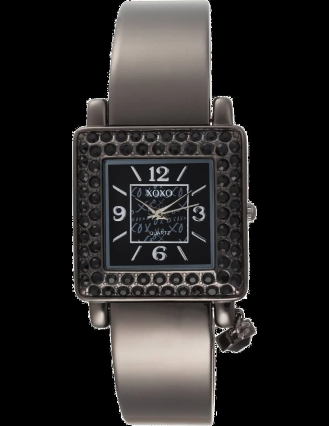 Garde-temps XOXO XO1018 au cadran noir profond et aiguilles dorées, design épuré