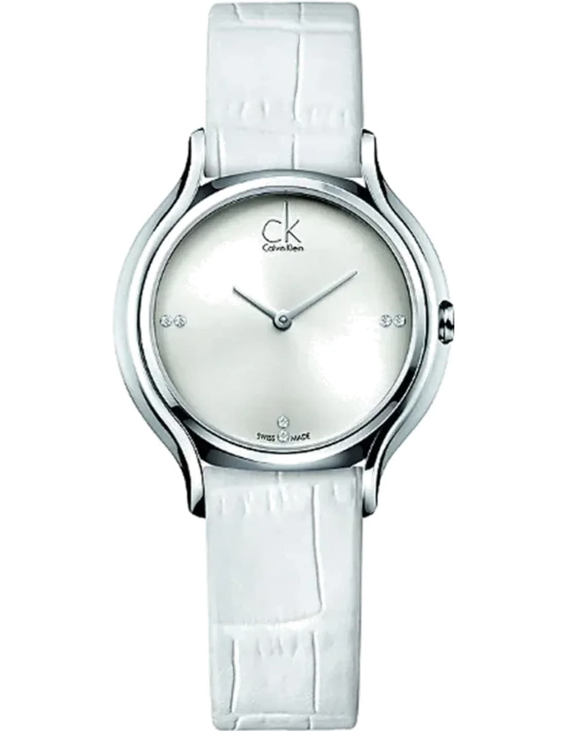 Montre Femme Calvin Klein Skirt K2U231KW en Cuir Blanc Swiss Made