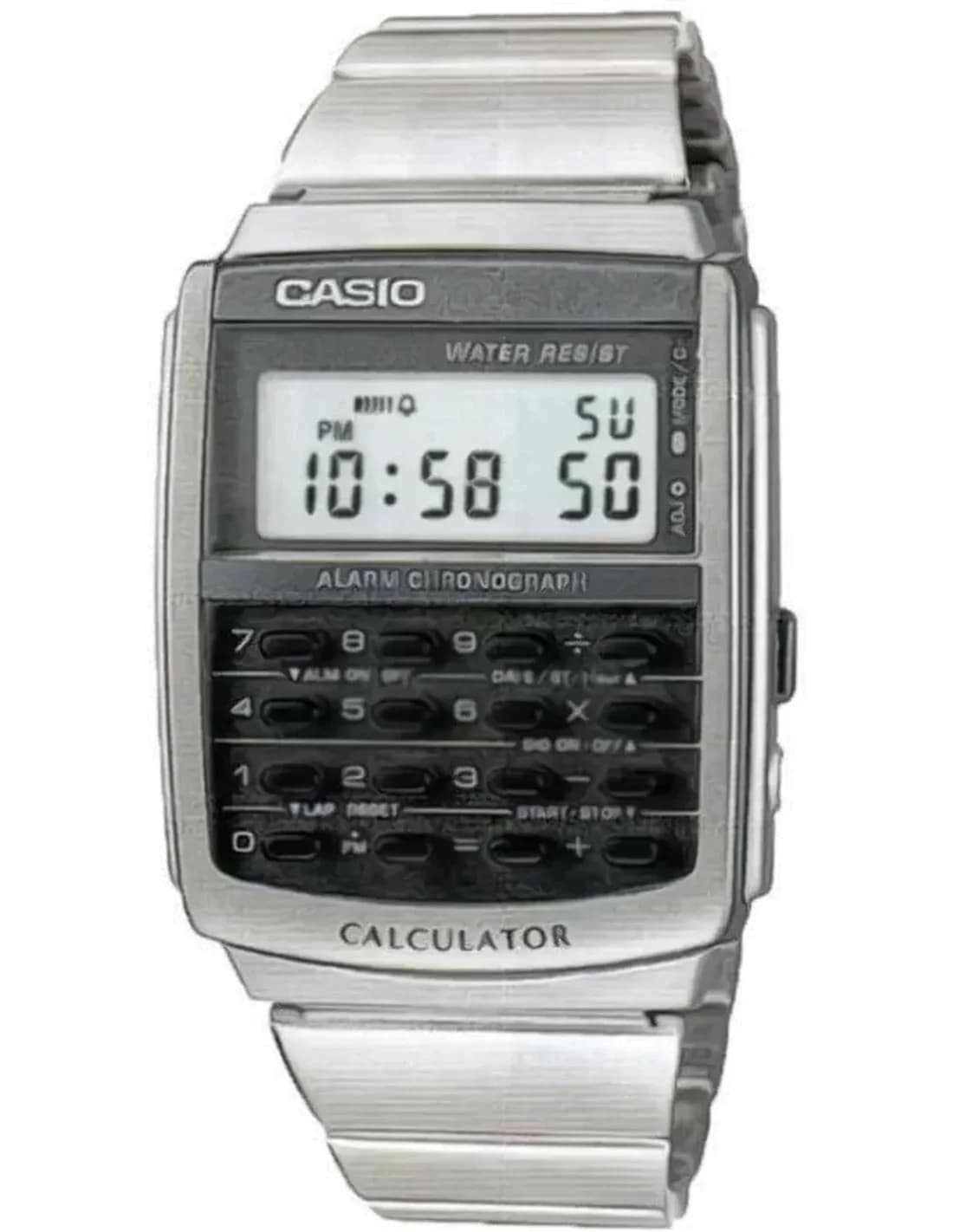 Montre Homme Casio CA-506-1UW en Acier Brossé Argent avec Calculatrice