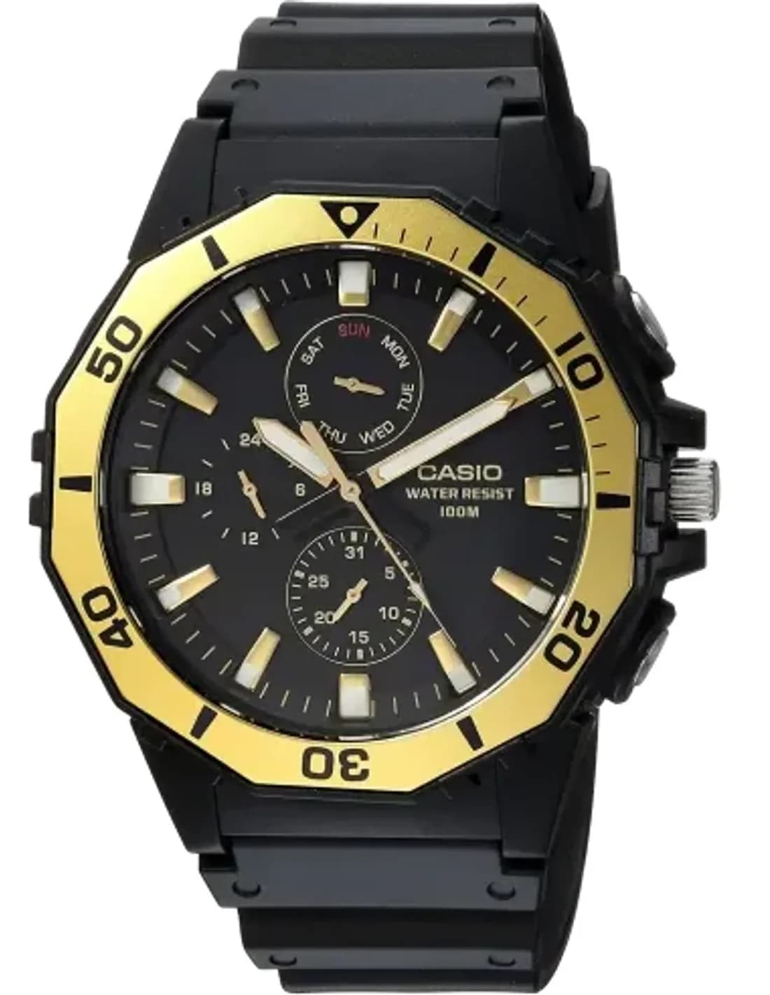 Montre Homme Casio Sport MRW-400H-9AVCF - Boîtier et Bracelet Noir, Accents Dorés