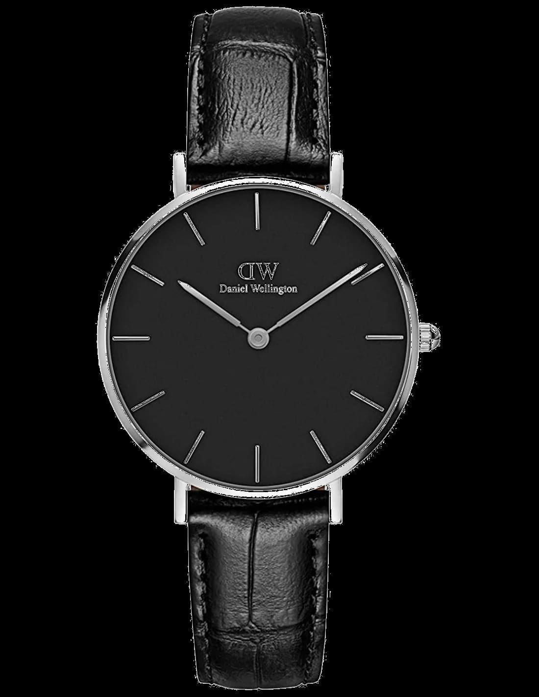 Montre Femme Daniel Wellington Classic Petite, Cadran Noir, Bracelet Cuir Noir, Réf. DW00100235