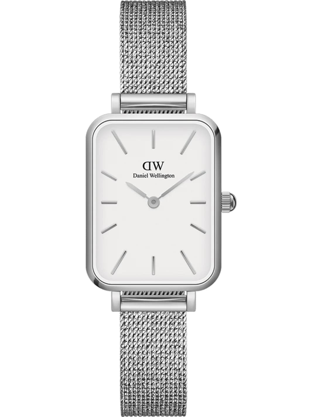 Montre Femme Daniel Wellington Quadro Pressed Sterling DW00100438 - Cadran Blanc, maille milanaise Argent