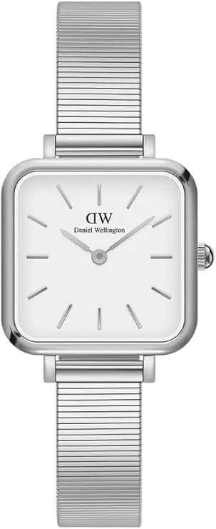 Montre Femme Daniel Wellington Quadro Studio DW00100521 - Cadran Carré Blanc, Boîtier et Bracelet Argent