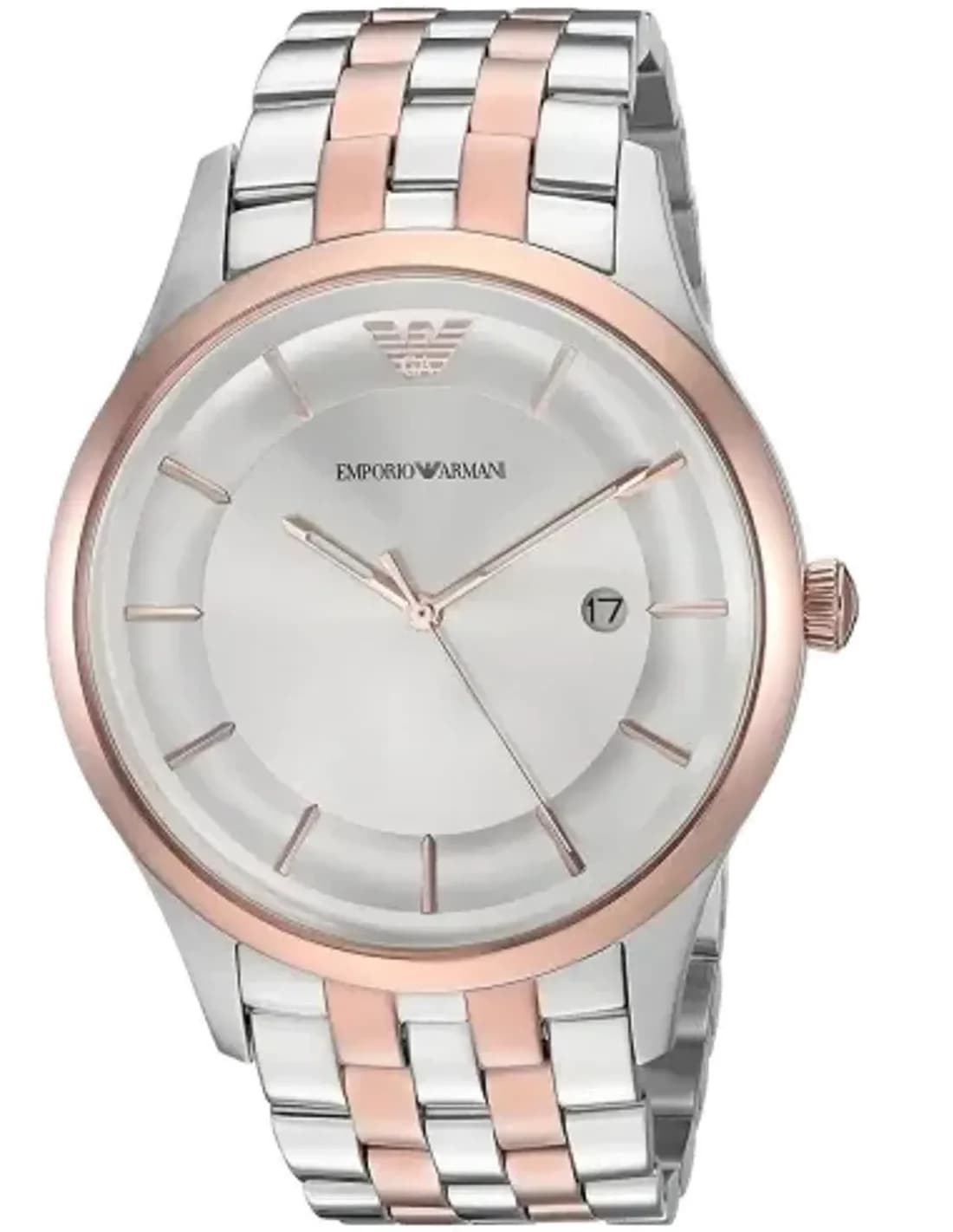 Montre Homme Emporio Armani AR11044 - Acier Argenté, Cadran Gris, Détails Or Rose