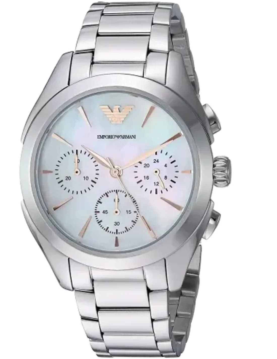 Montre Emporio Armani AR11050 pour Femme, Cadran Nacre et Bracelet Acier Argenté