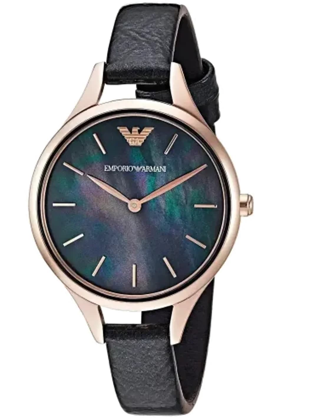 Montre Femme Emporio Armani AR11056 Cadran Nacre Noir et Boîtier Or Rose