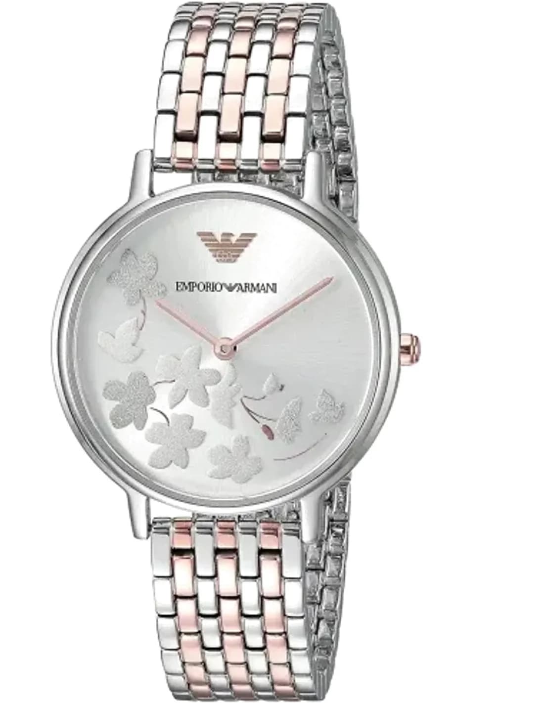 Montre Femme Emporio Armani AR11113 Boîtier Or Rose et Cadran Nacre, Bracelet Acier Gris