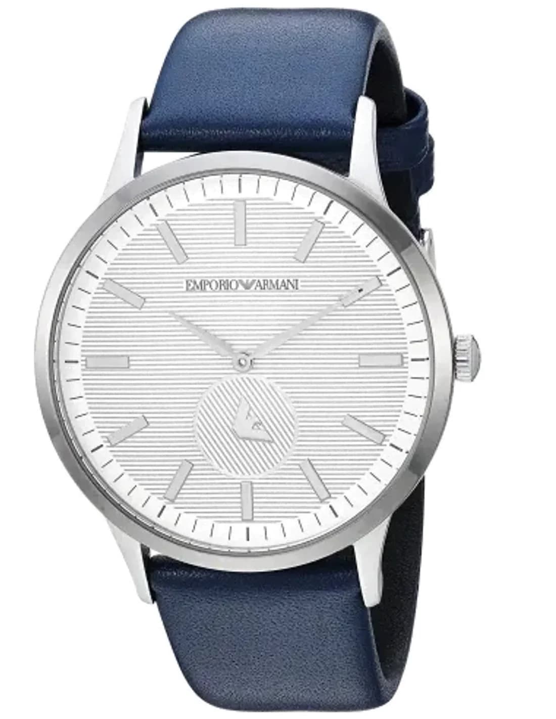 Montre Homme Emporio Armani Renato AR11119 Cadran Blanc Bracelet Cuir Bleu