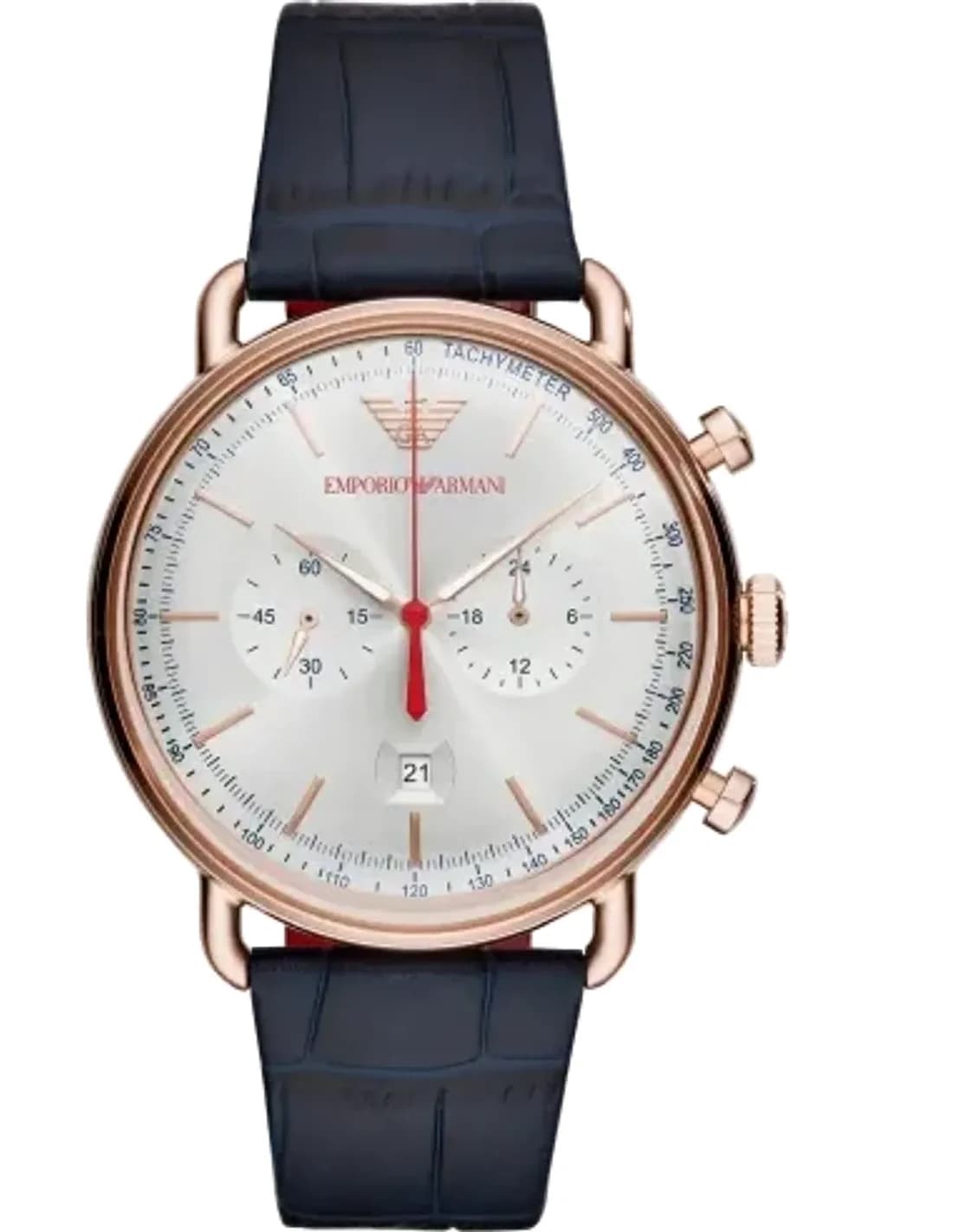 Montre Emporio Armani AR11123 Chronomètre homme bracelet cuir bleu