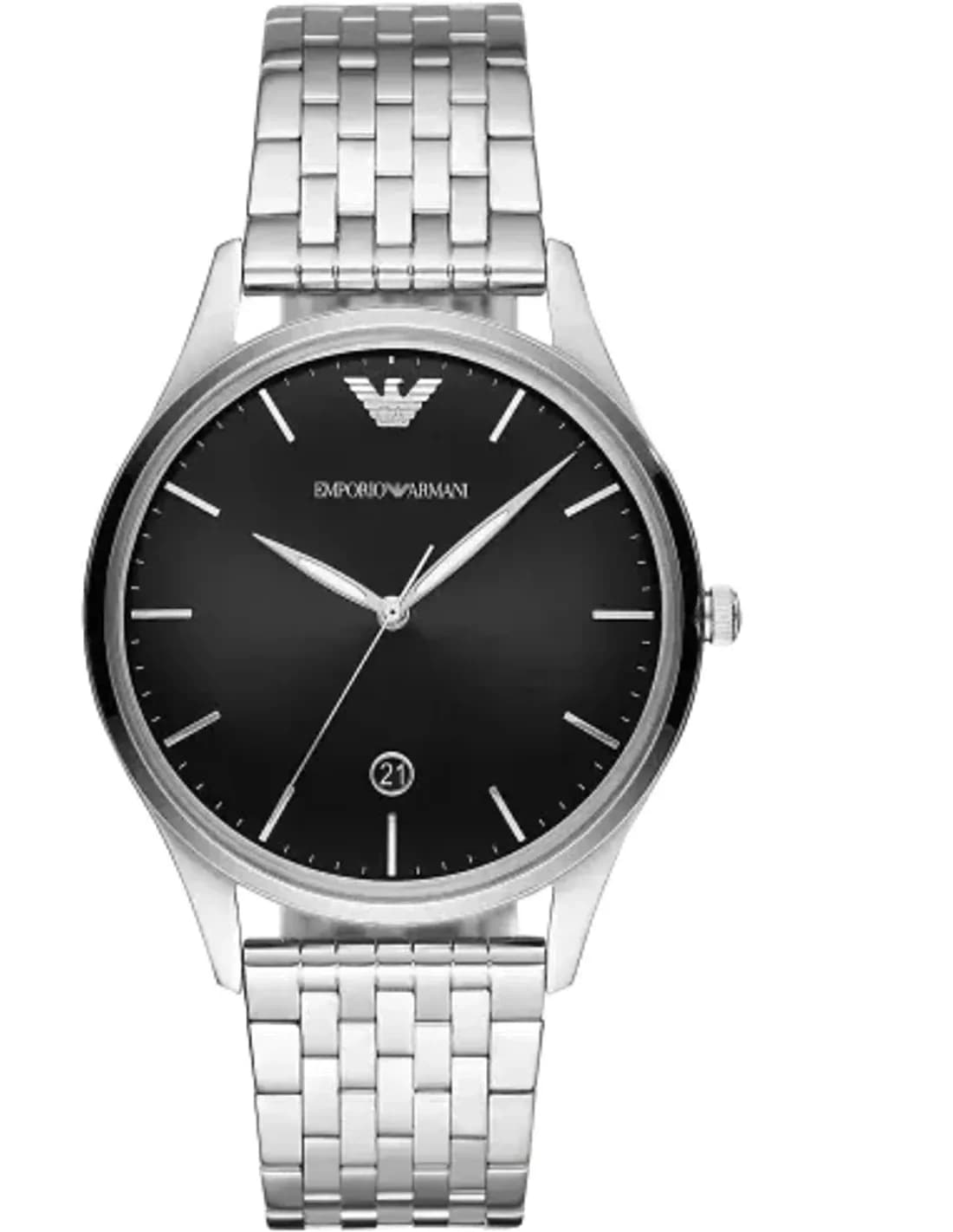Montre Homme Emporio Armani Adriano AR11286, Cadran Noir et Bracelet Acier Argenté