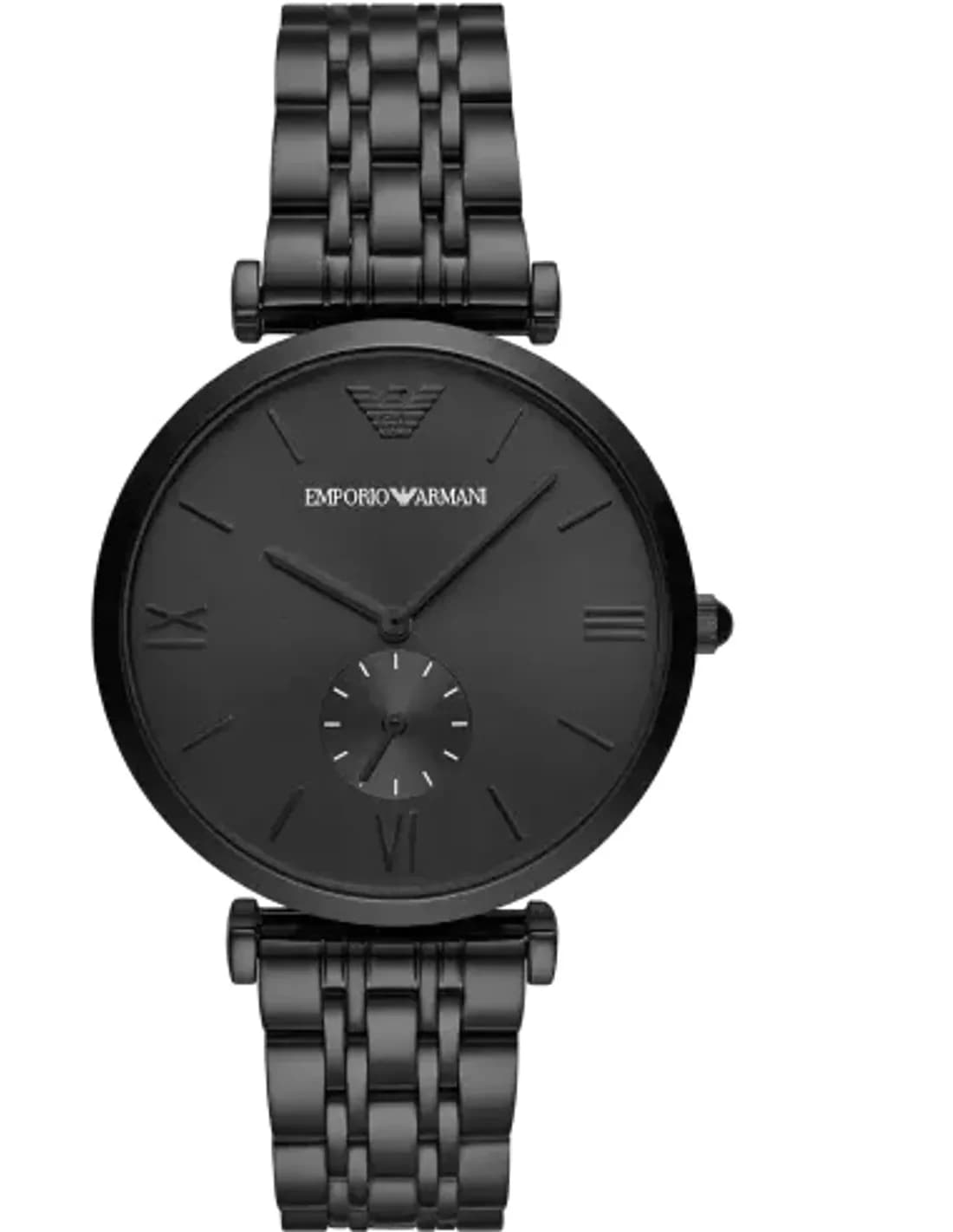Montre Homme Emporio Armani Gianni T-Bar AR11299 Acier Noir IP Cadran Petite Seconde