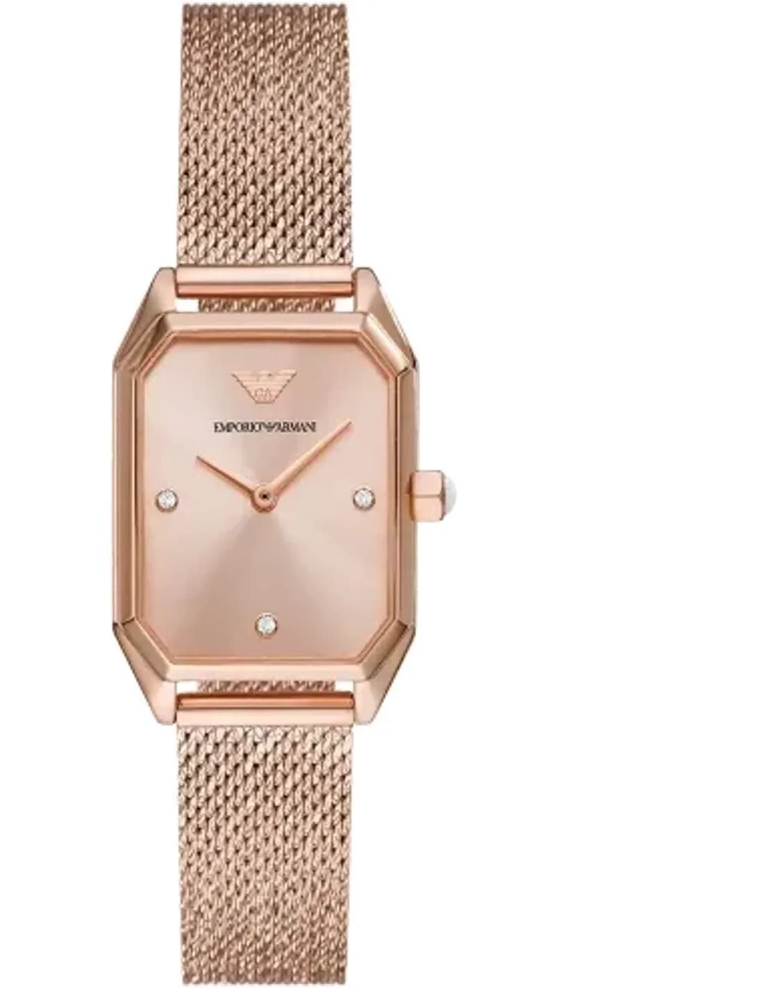 Montre Femme Emporio Armani Gioia AR11347 Boîtier Rectangulaire Or Rose maille milanaise