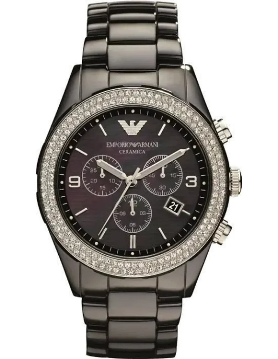 Montre Femme Emporio Armani AR1455 en Céramique Noire avec Cristaux