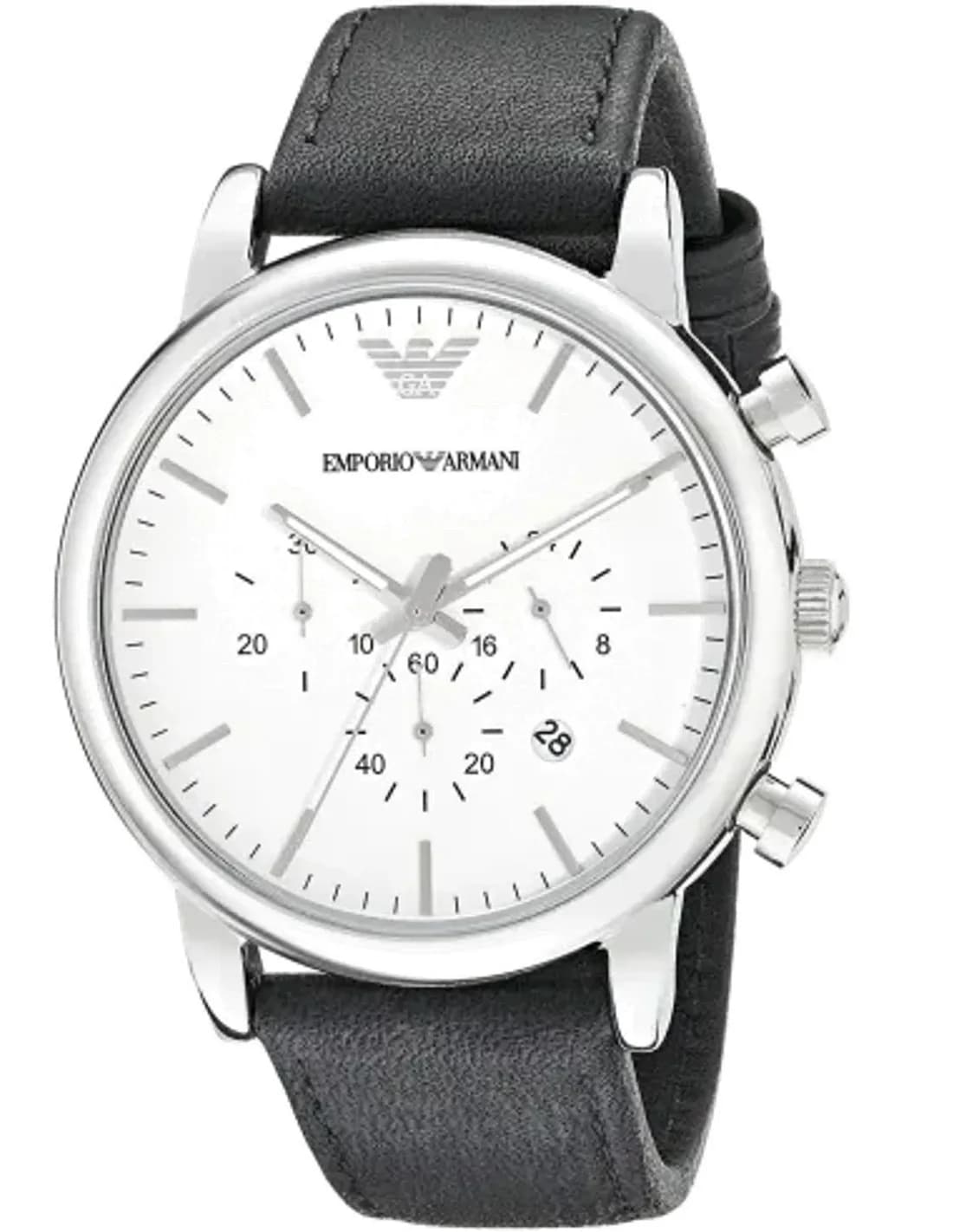 Montre Homme Emporio Armani Classic AR1807 Chronomètre Cadran Blanc Cuir Noir