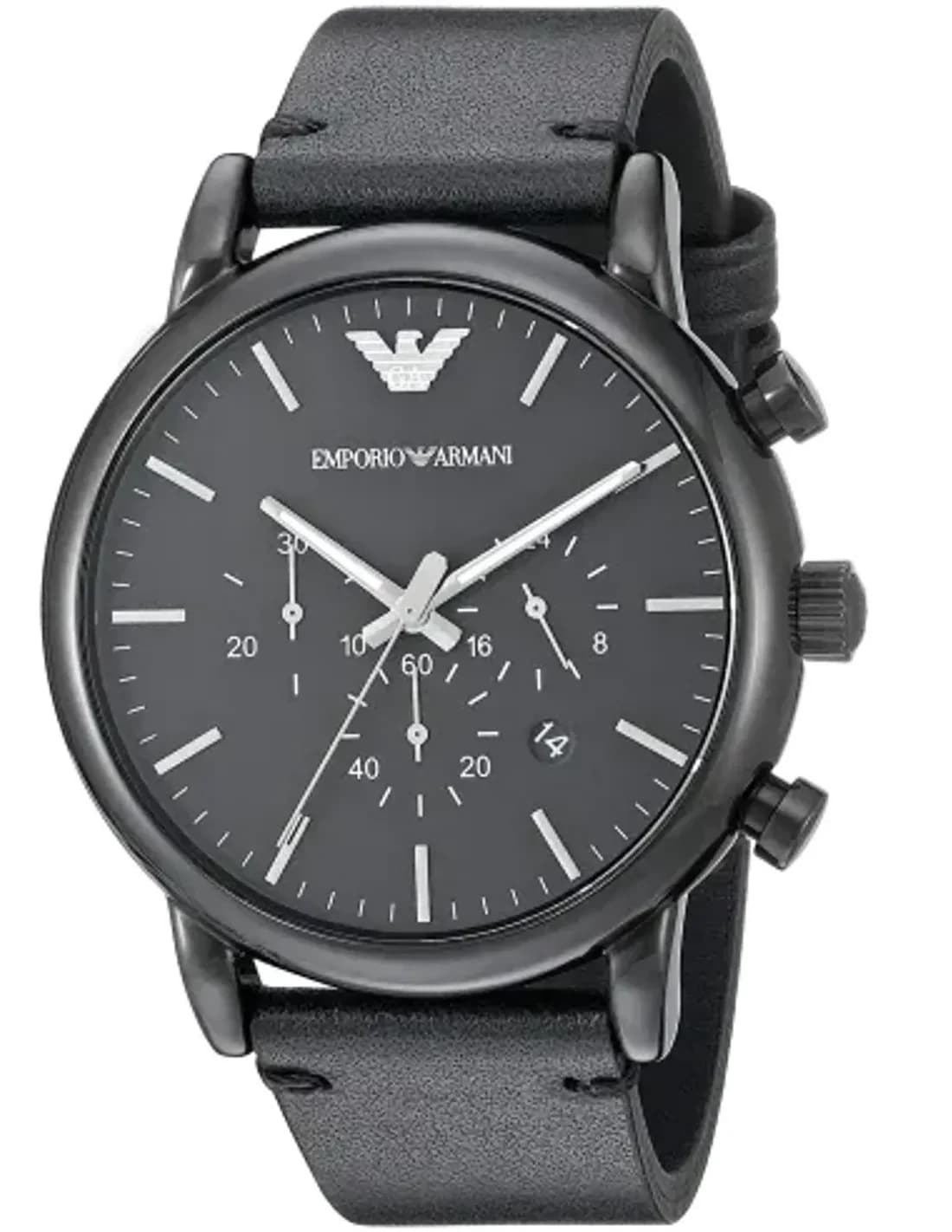 Montre Homme Emporio Armani AR1918 - Boîtier Acier Noir & Bracelet Cuir Noir