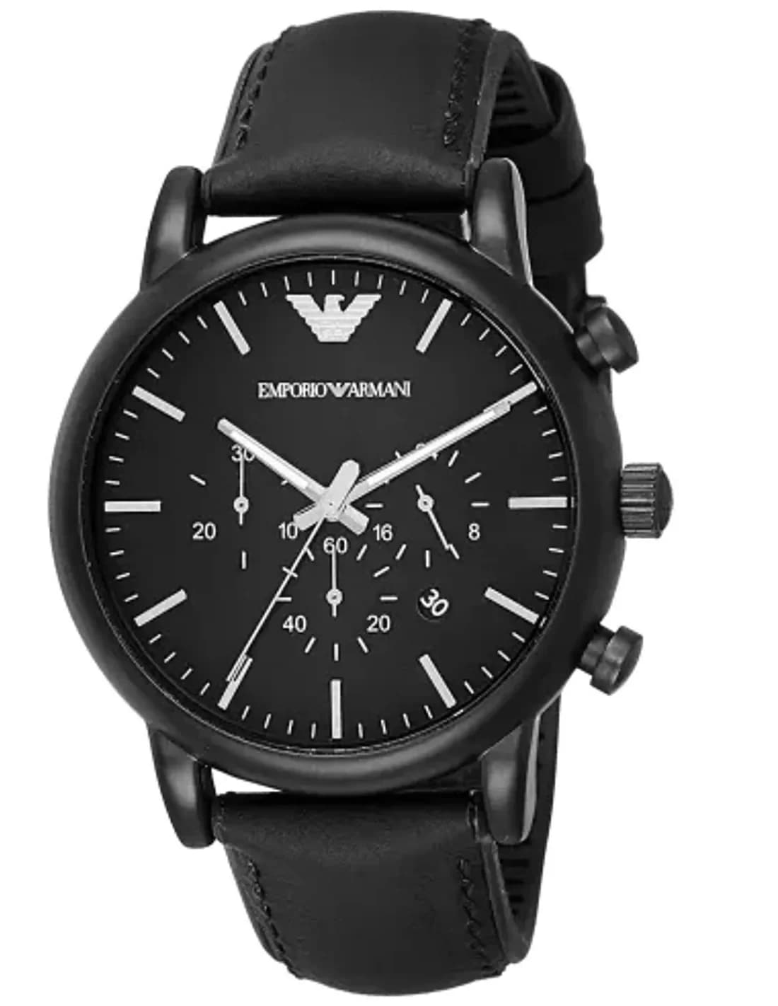 Montre Homme Emporio Armani AR1970 - Cadran et Boîtier Noir, Bracelet Cuir