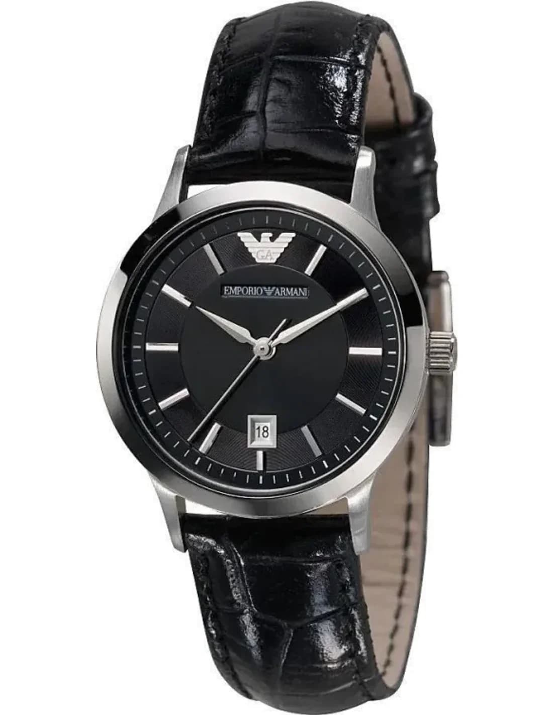 Montre Femme Emporio Armani AR2412 - Cadran et bracelet noir cuir verni