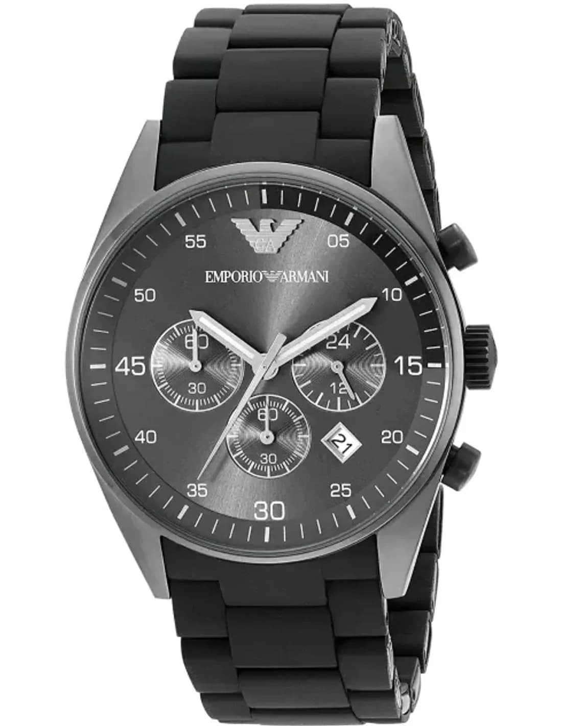 Montre Homme Emporio Armani AR5889 Chronographe Cadran Gris Bracelet Silicone Noir