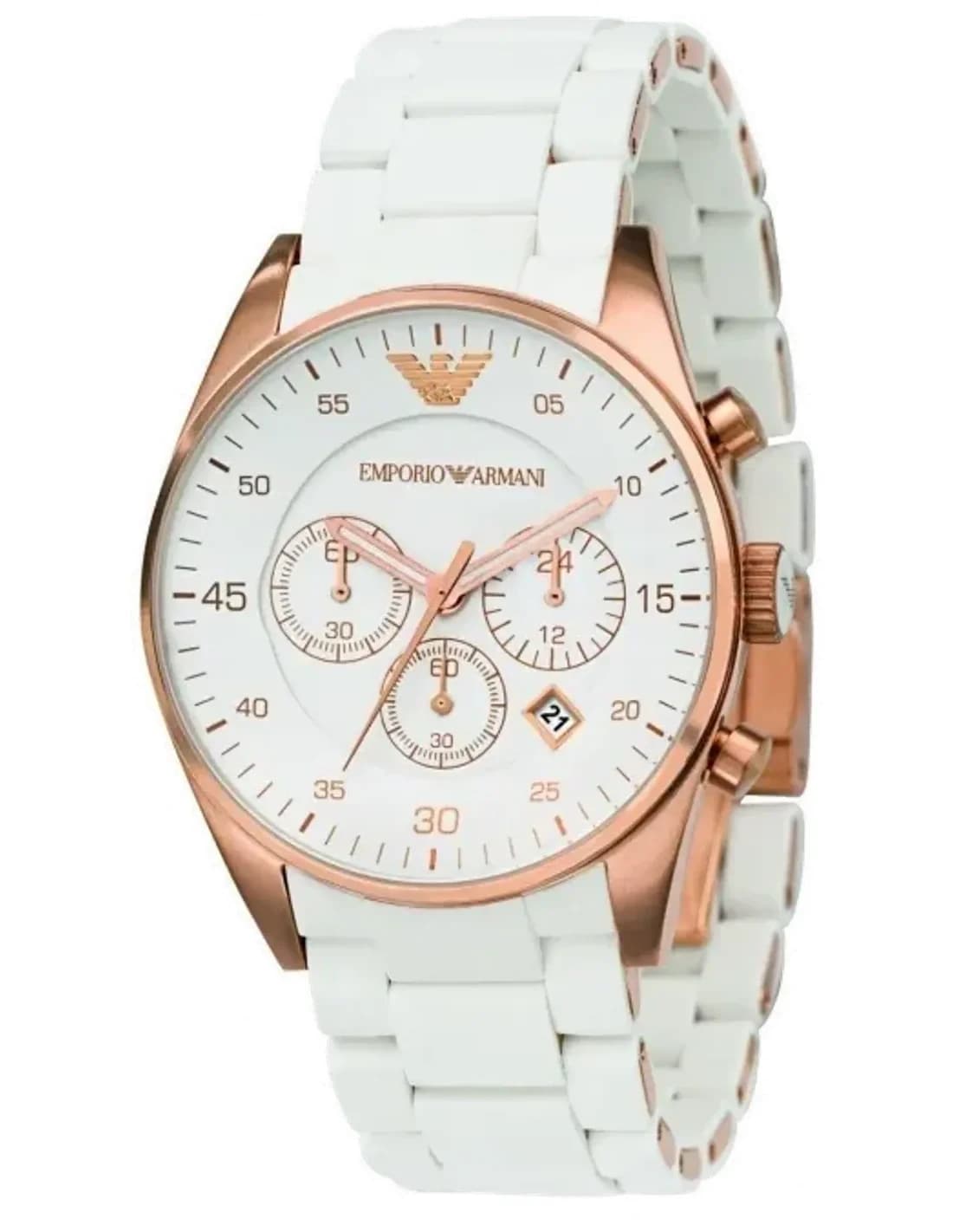 Montre Homme Emporio Armani Sportivo AR5919 Cadran Blanc Bracelet Silicone