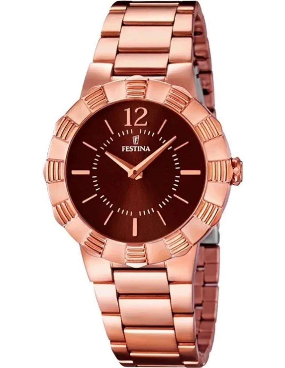 Montre Festina F16733/2 pour Femme - Cadran Marron et Boîtier Acier Or Rose