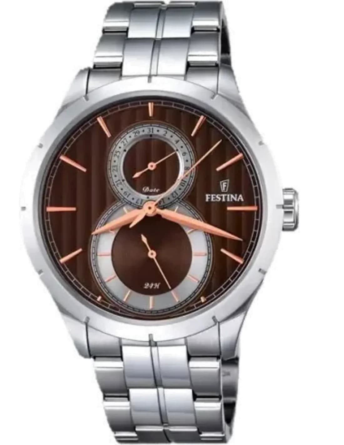Montre Homme Festina Retro F16891/5 Cadran Marron Boîtier Acier Argenté