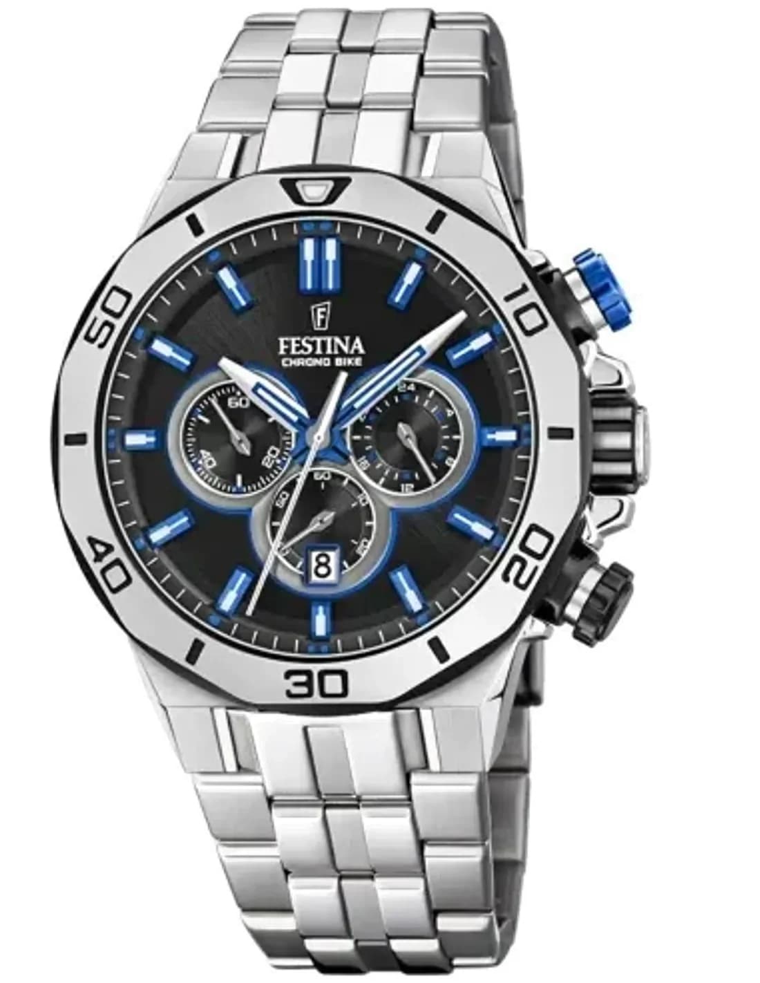 Montre Homme Festina F20448/5 Chronographe Acier Cadran Noir et Bleu