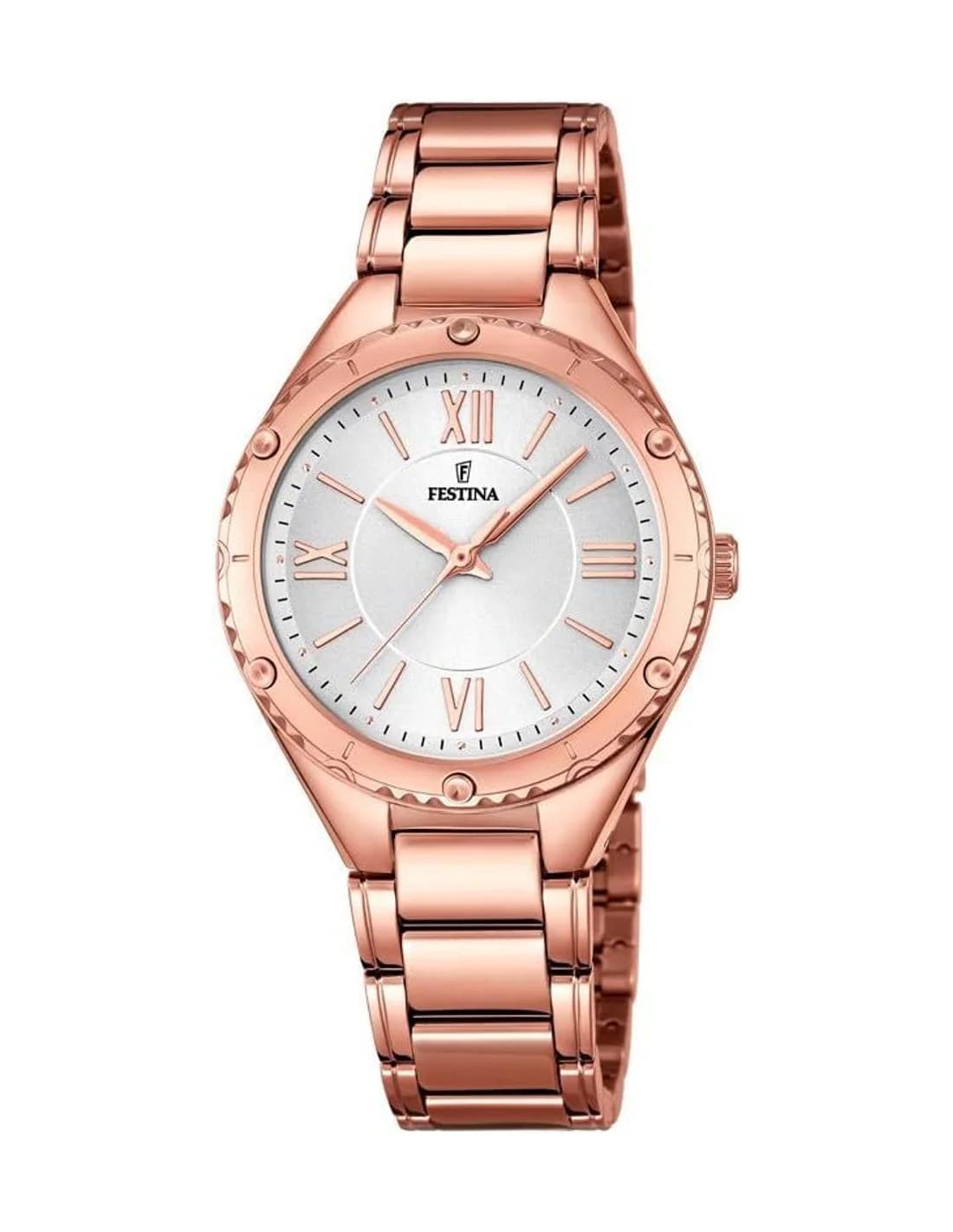 Montre Festina F16922/1 pour Femme, Cadran Blanc et Bracelet Acier Or Rose