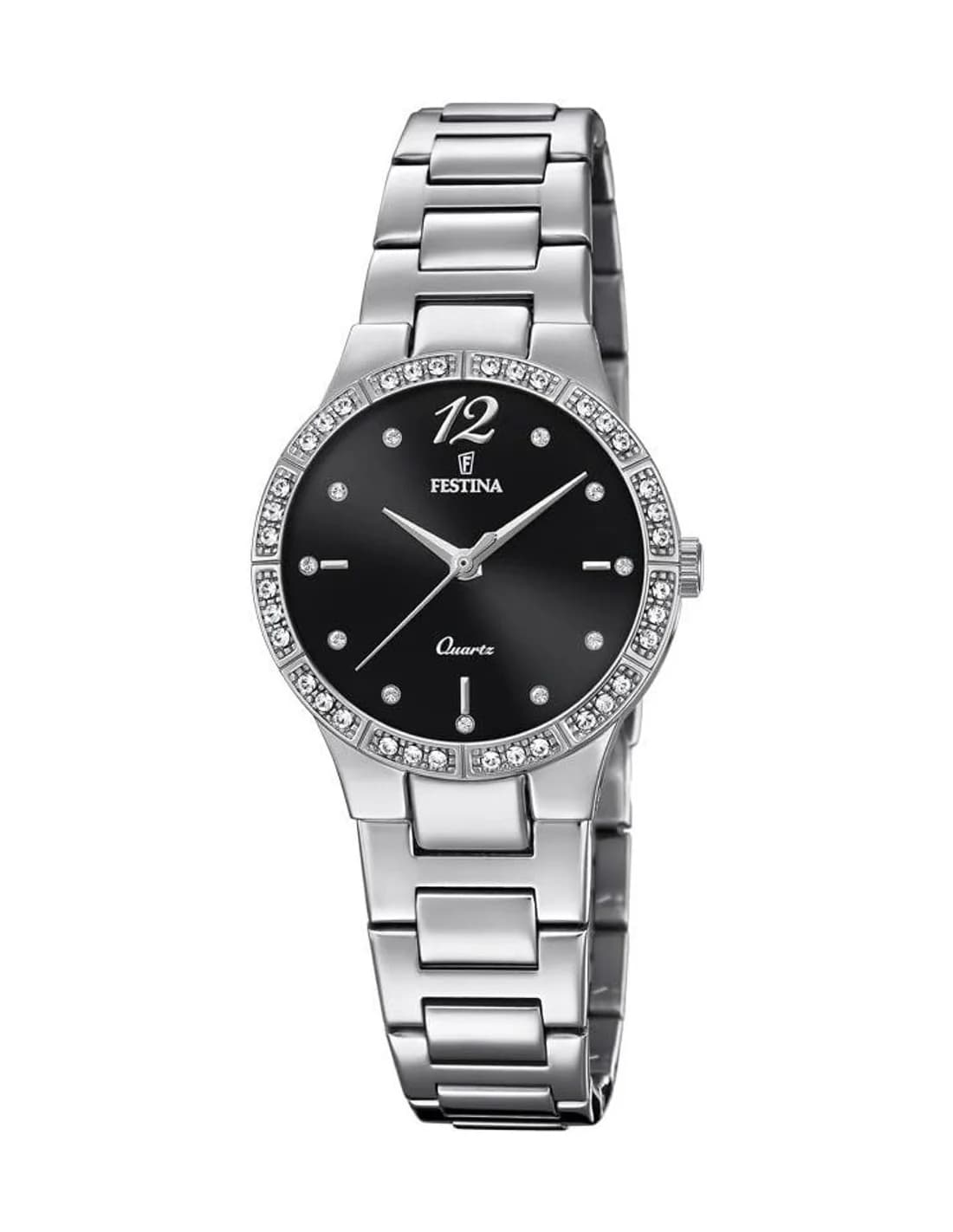 Montre Festina F20240/2 Mademoiselle - Cadran Noir et Bracelet Argenté pour Femme