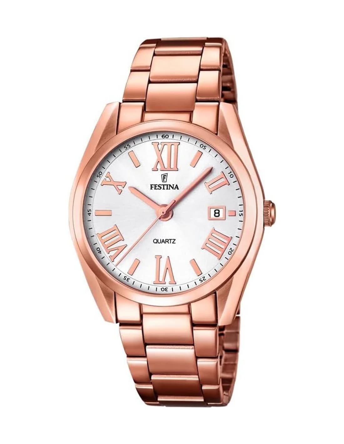 Montre Femme Festina Boyfriend F16793/1 Cadran Blanc Bracelet Or Rose